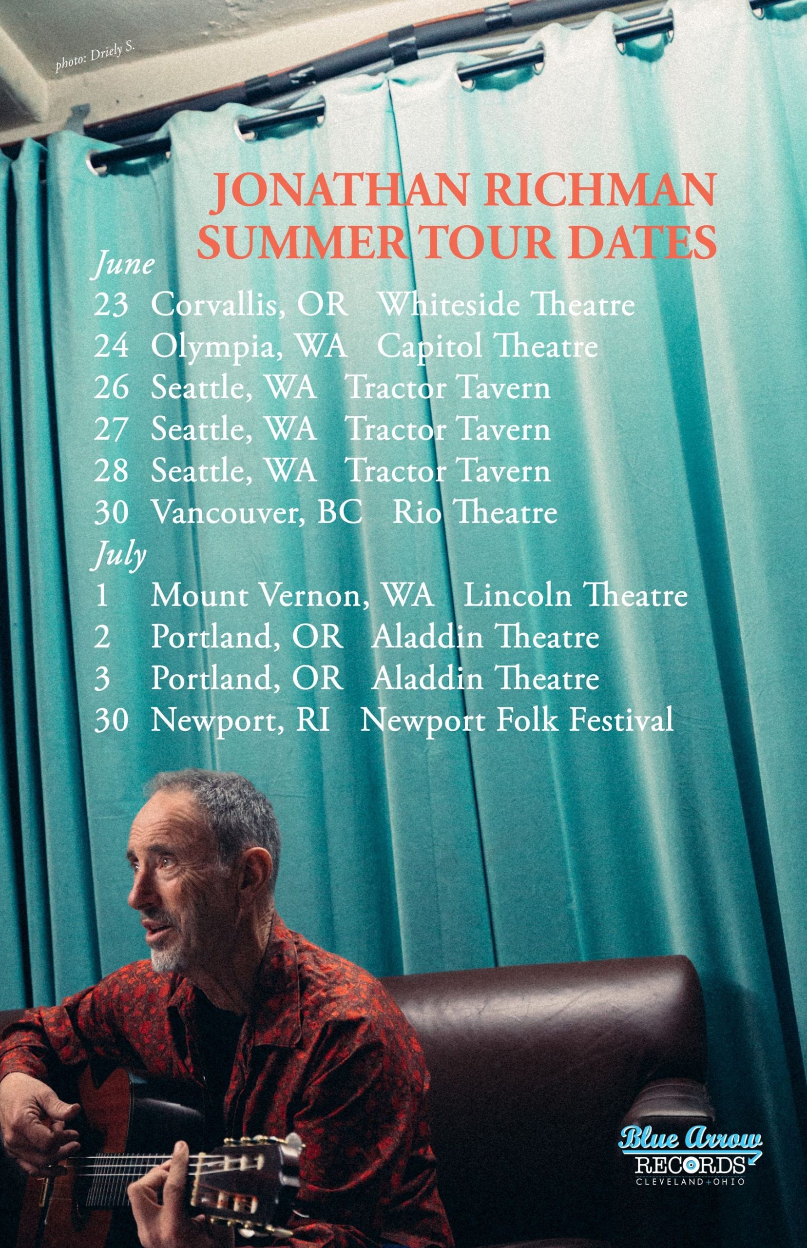 Jonathan Richman Tour Poster 2026